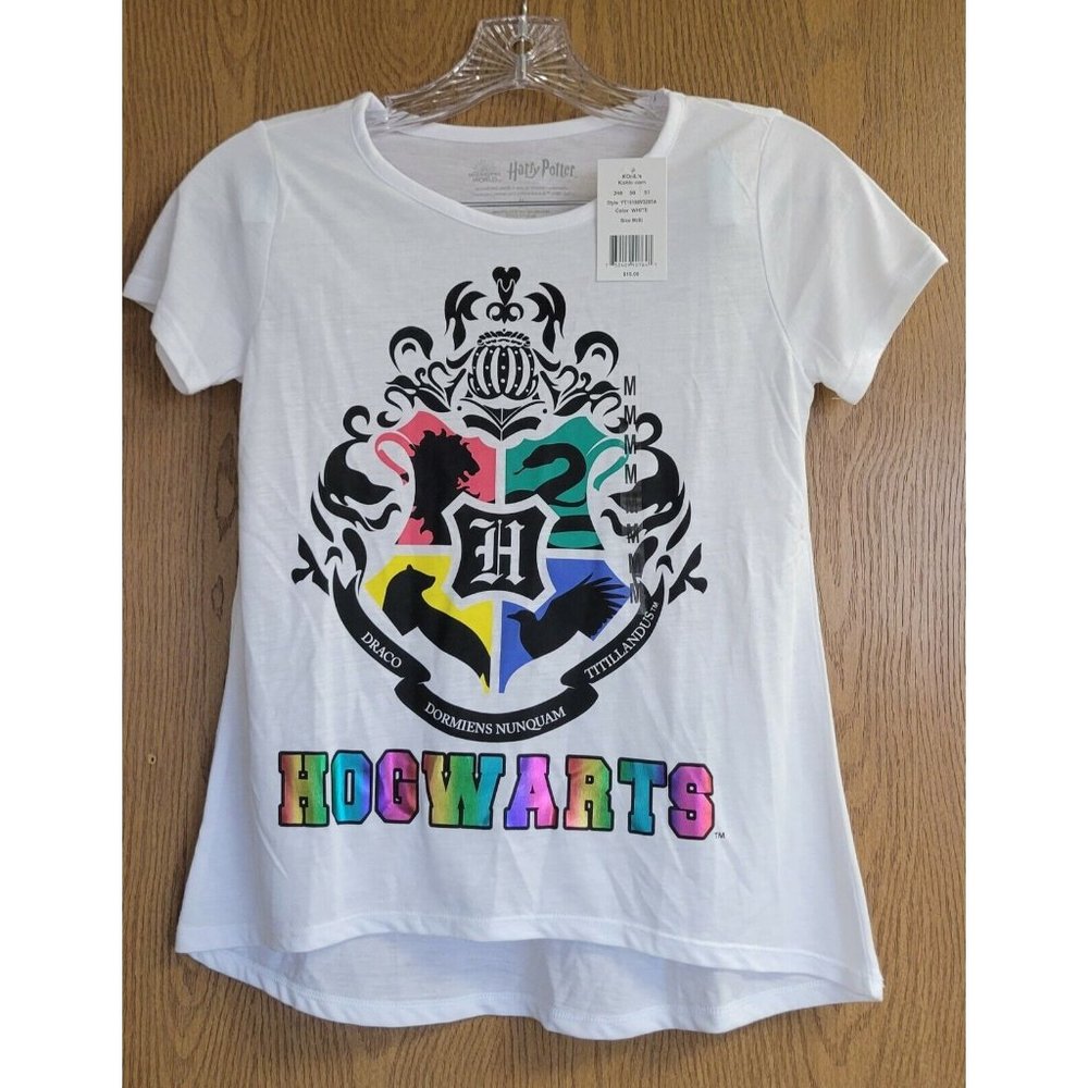 NWT Harry Potter Girls White Short Sleeve Shirt Medium  8